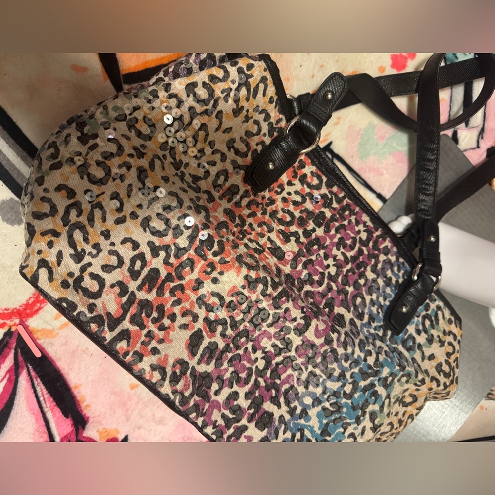 Nine West shimmering sequin colorful leopard print purse/shoulder bag